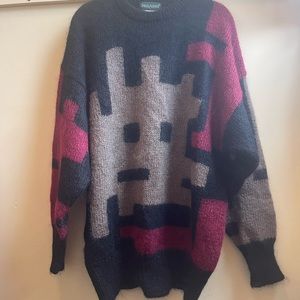 Vintage Oversized Colorblock  Sweater